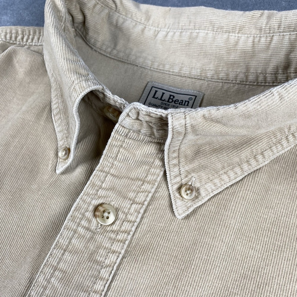 LL Bean Shirt Mens Size XXL Tall Beige Long Sleeve Corduroy Button Down 0YQ71 - Picture 6 of 13